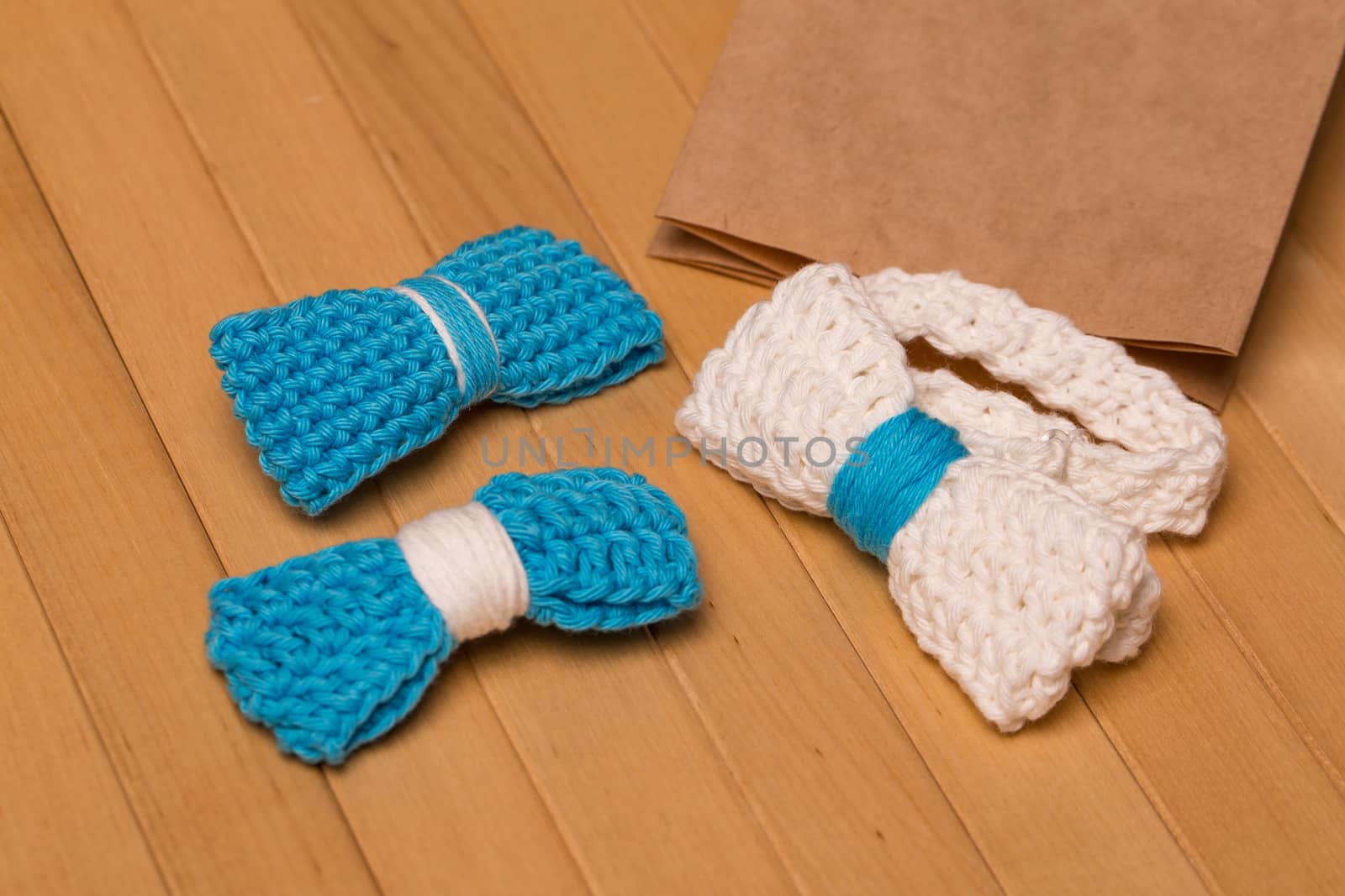 Beautiful, knitted bow tie made by crochet.