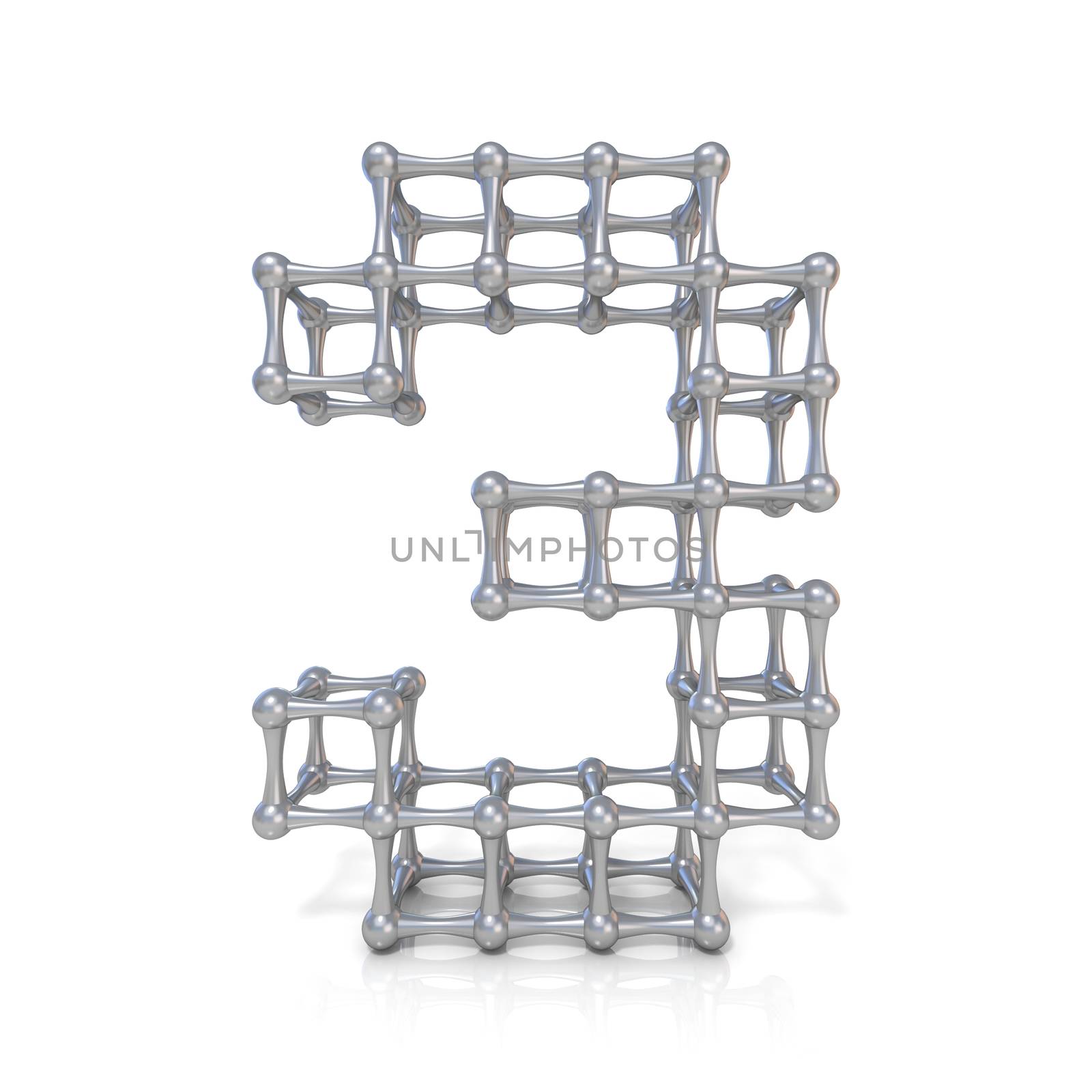 Metal lattice digit number THREE 3 3D by djmilic