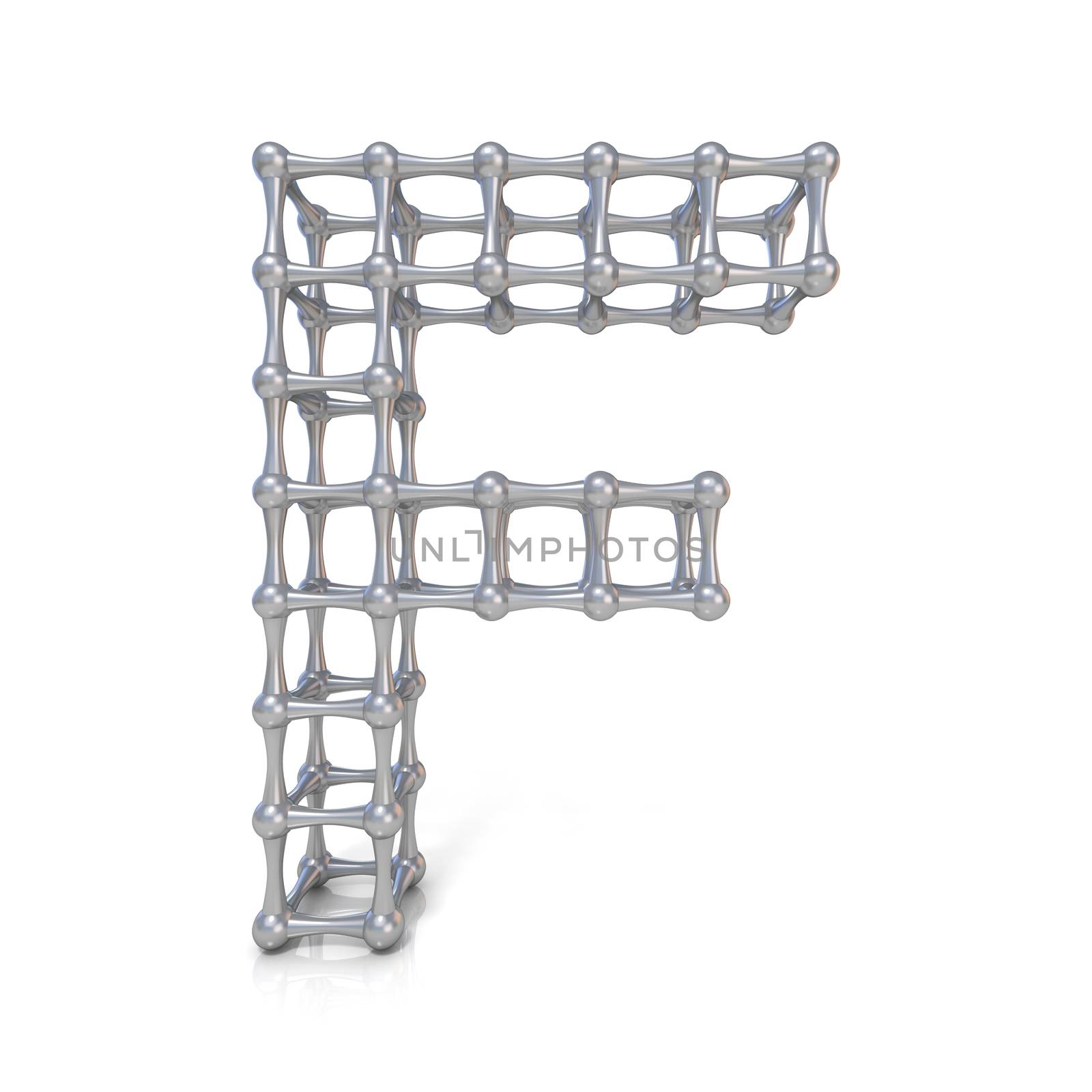 Metal lattice font letter F 3D by djmilic