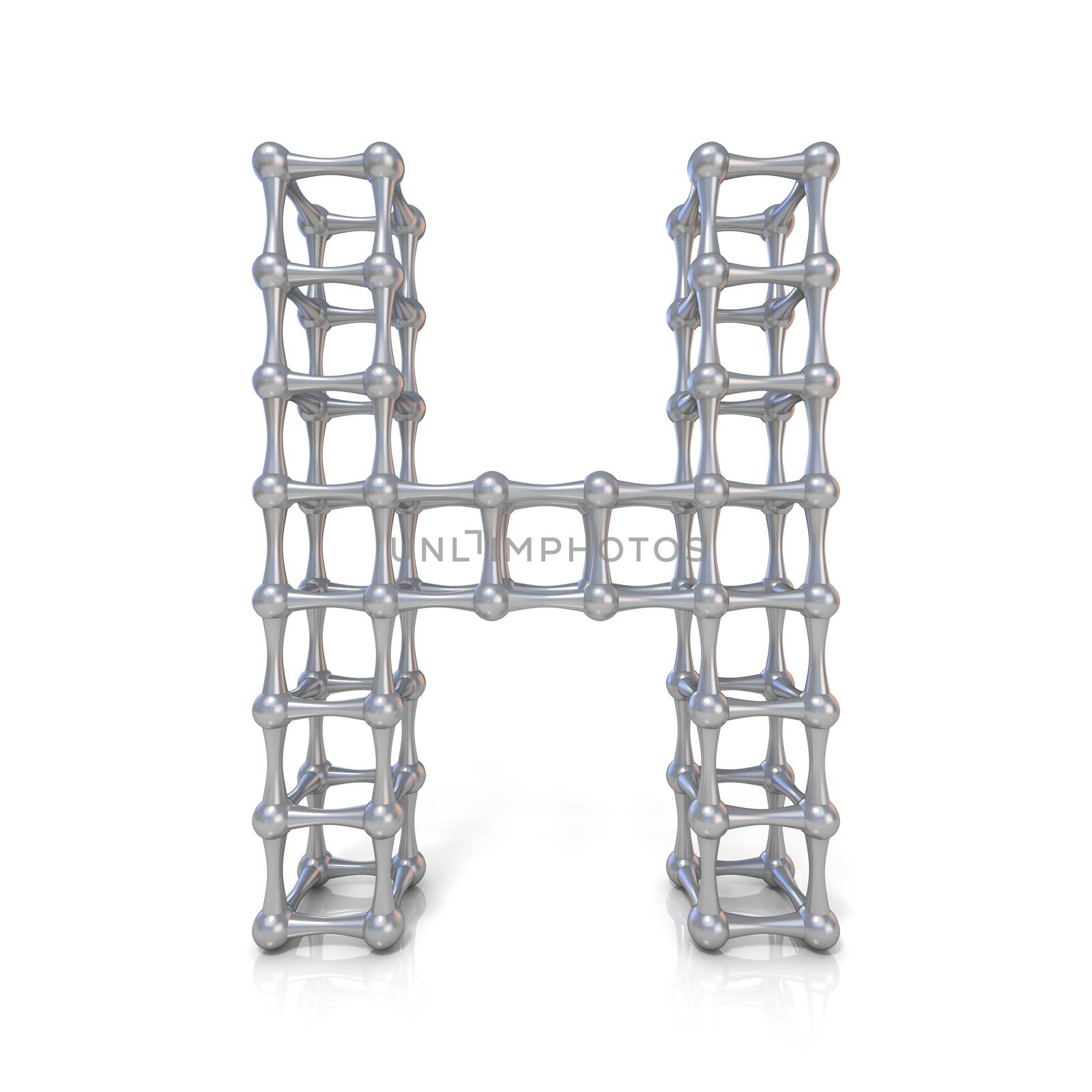 Metal lattice font letter H 3D by djmilic