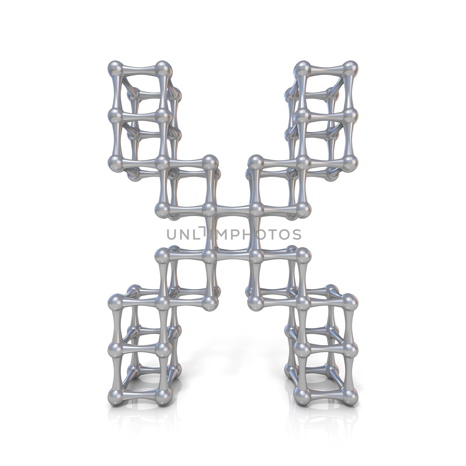 Metal lattice font letter X 3D by djmilic