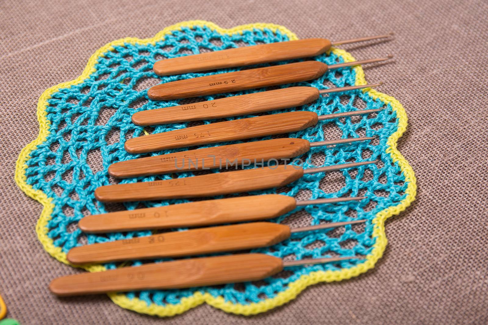 A photo of wooden crochet hooks