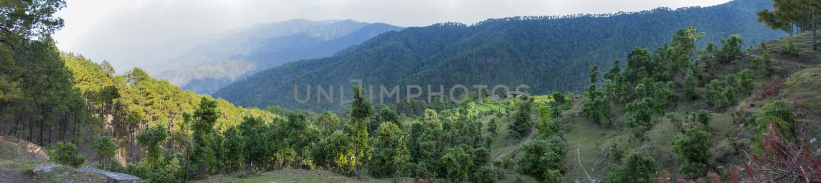 Panoramic in the mountains of Almora in India