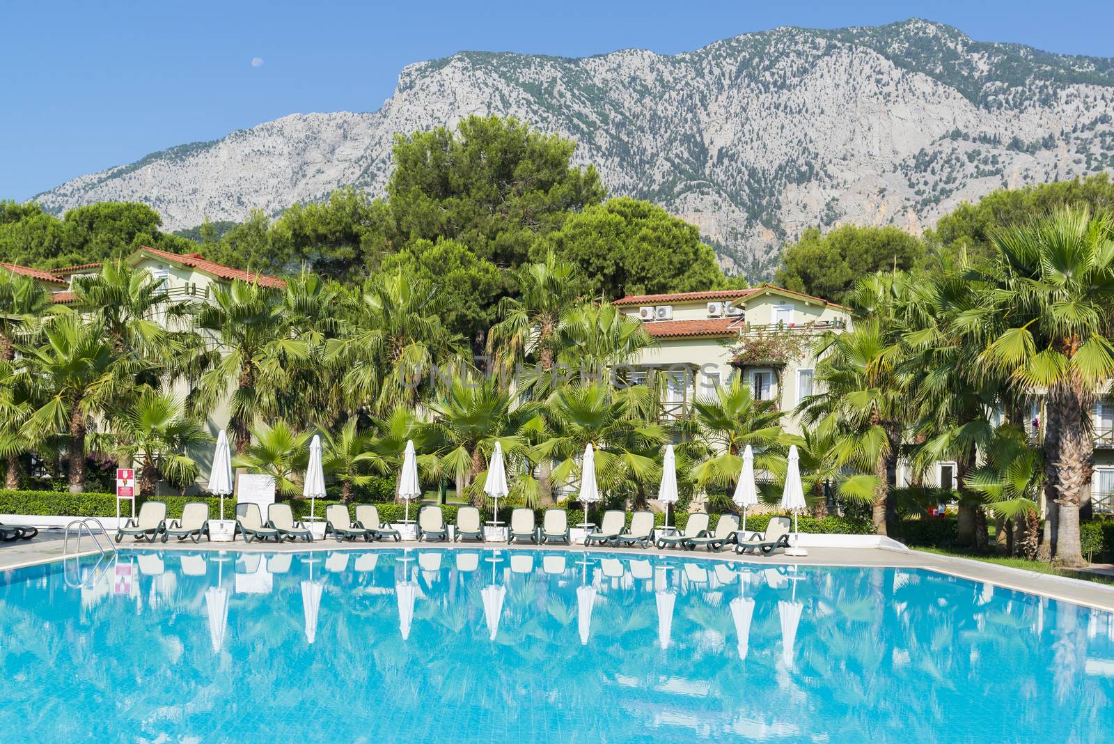 Swimming pool with water in the open air