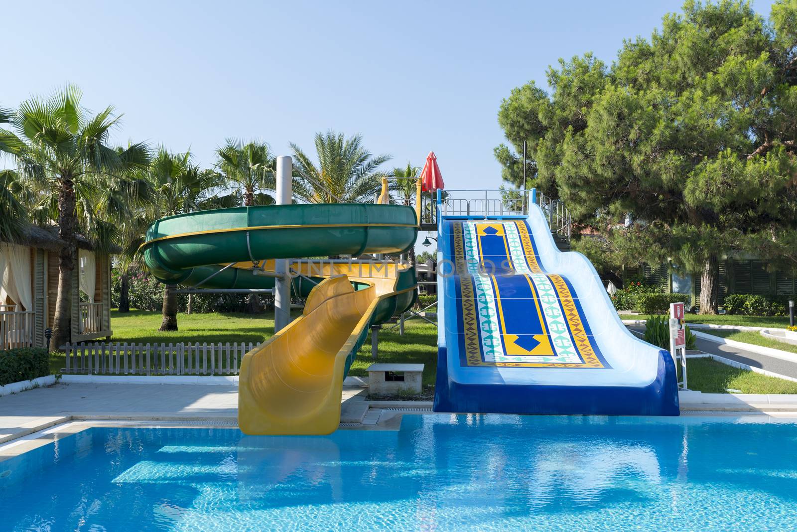 Swimming pool with water in the open air