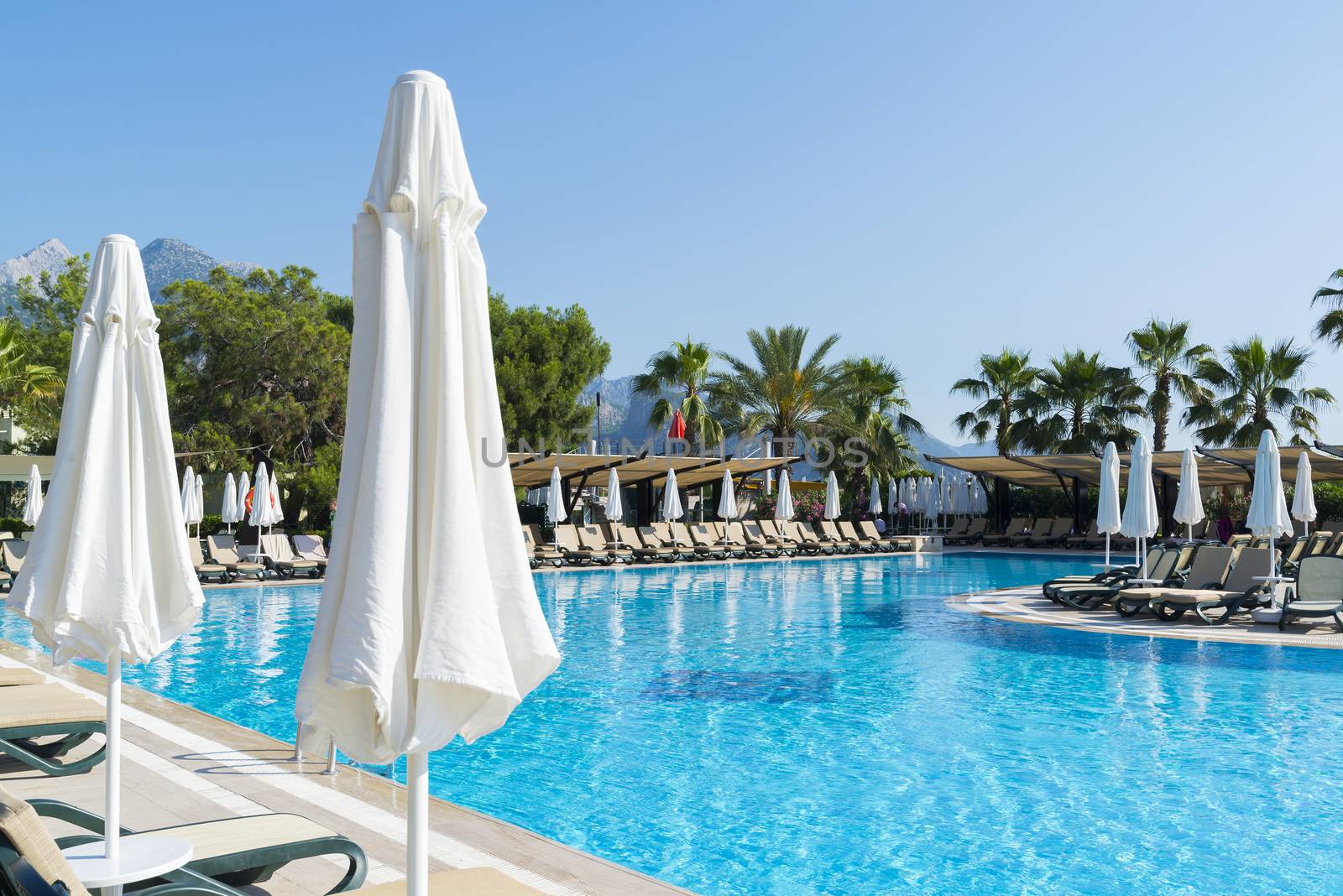 Swimming pool with water in the open air