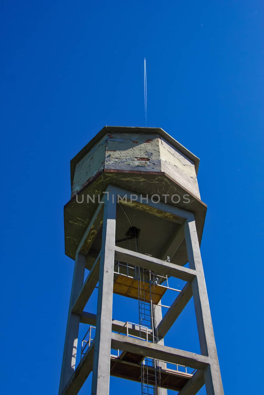 Water tank , water supply tank from Italy with blue sky background