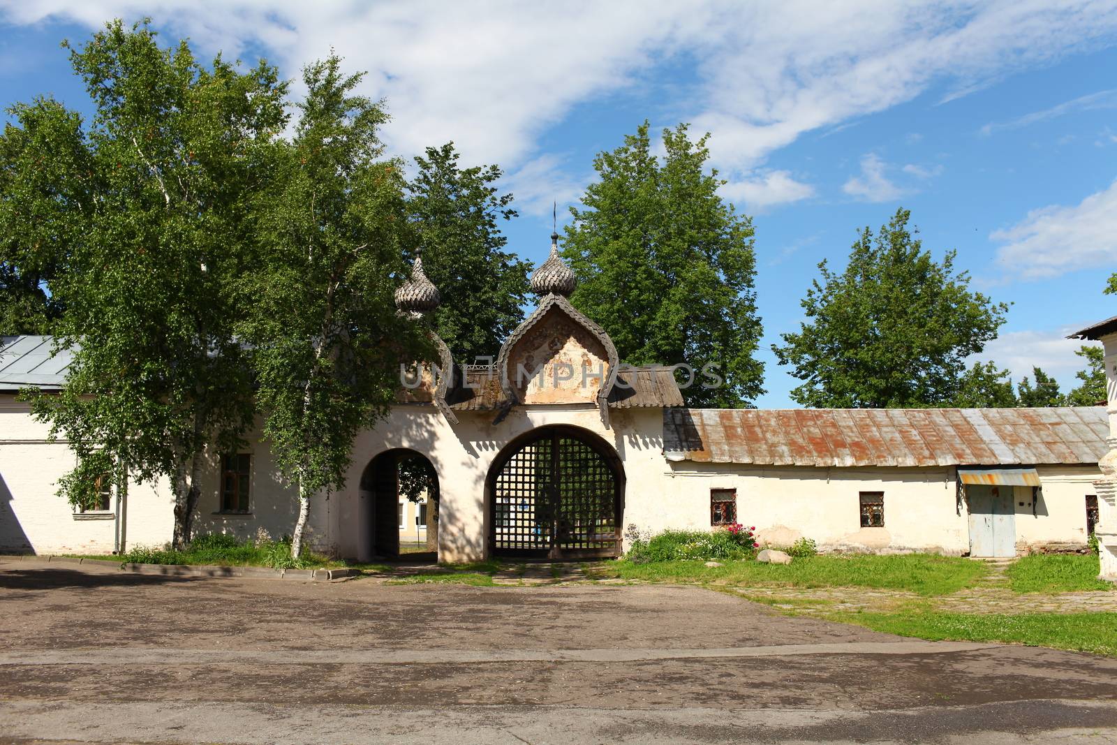 Veliky Novgorod, Russia June 19, 2013 courtyard of an Orthodox monastery