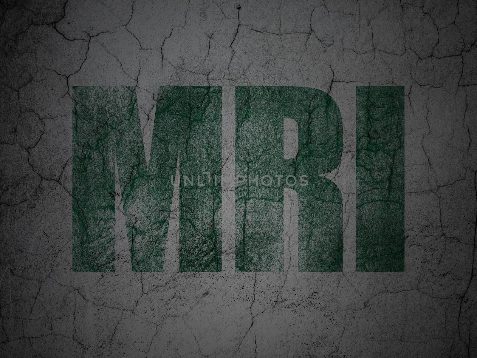 Health concept: MRI on grunge wall background by maxkabakov