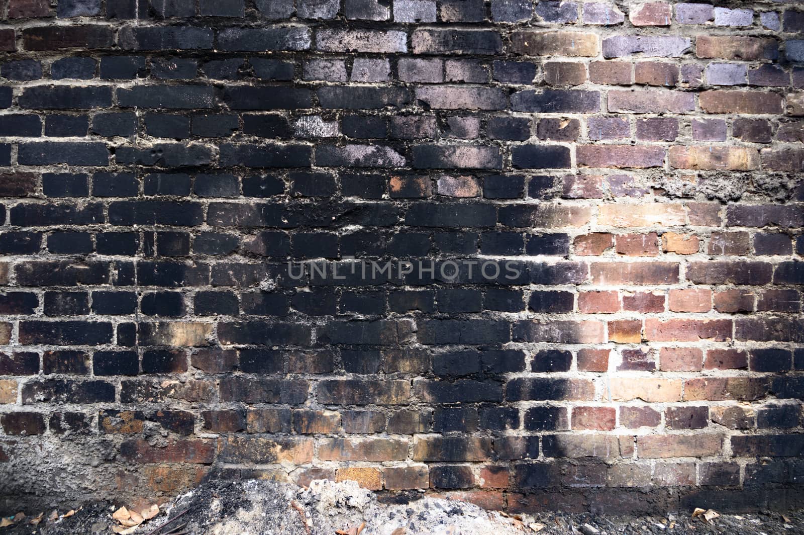 wide angle view of an old wall abandoned factory building