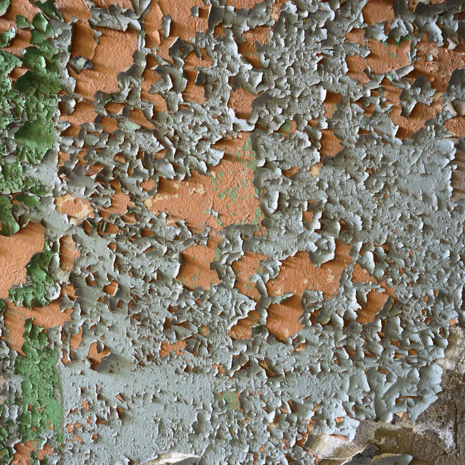 wide angle view of an old wall abandoned factory building