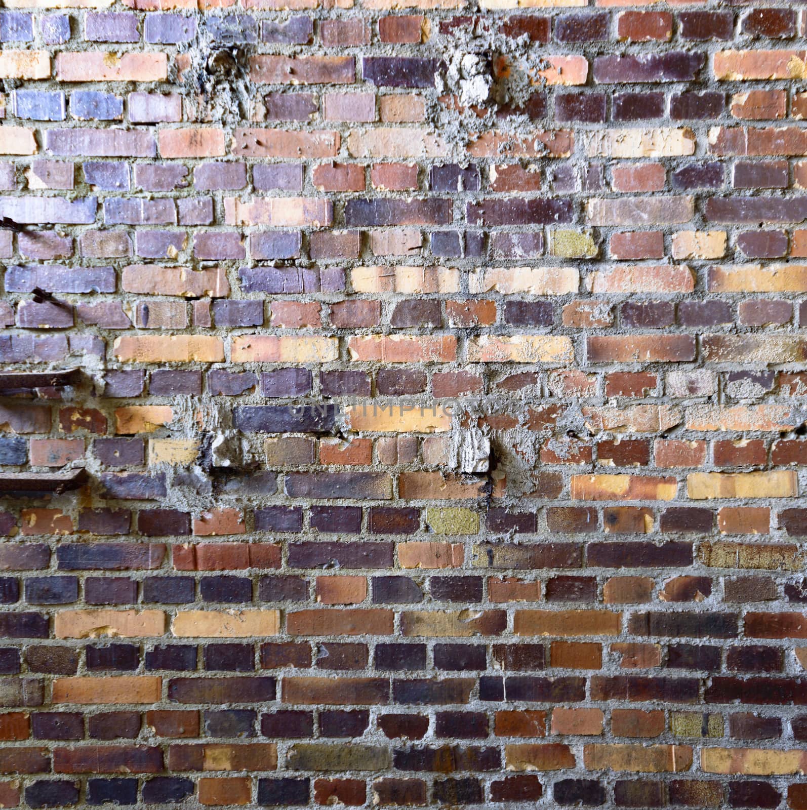wide angle view of an old wall abandoned factory building