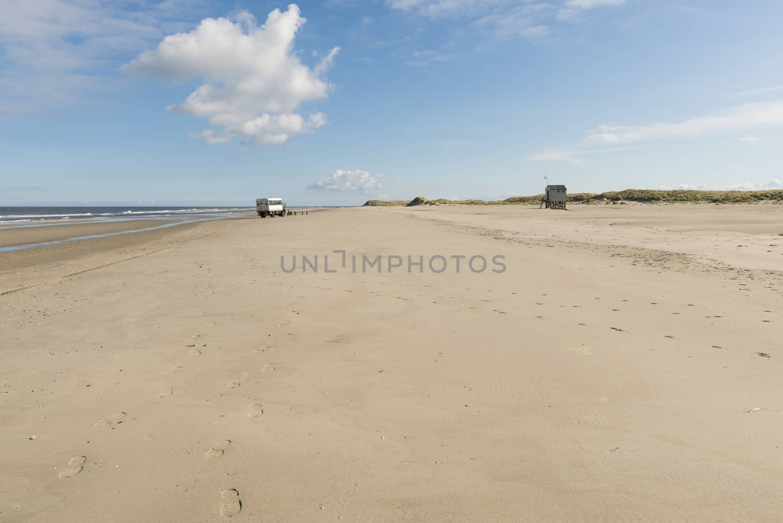 Famous authentic wooden beach hut, for shelter, on the island of Terschelling in the Netherlands.
