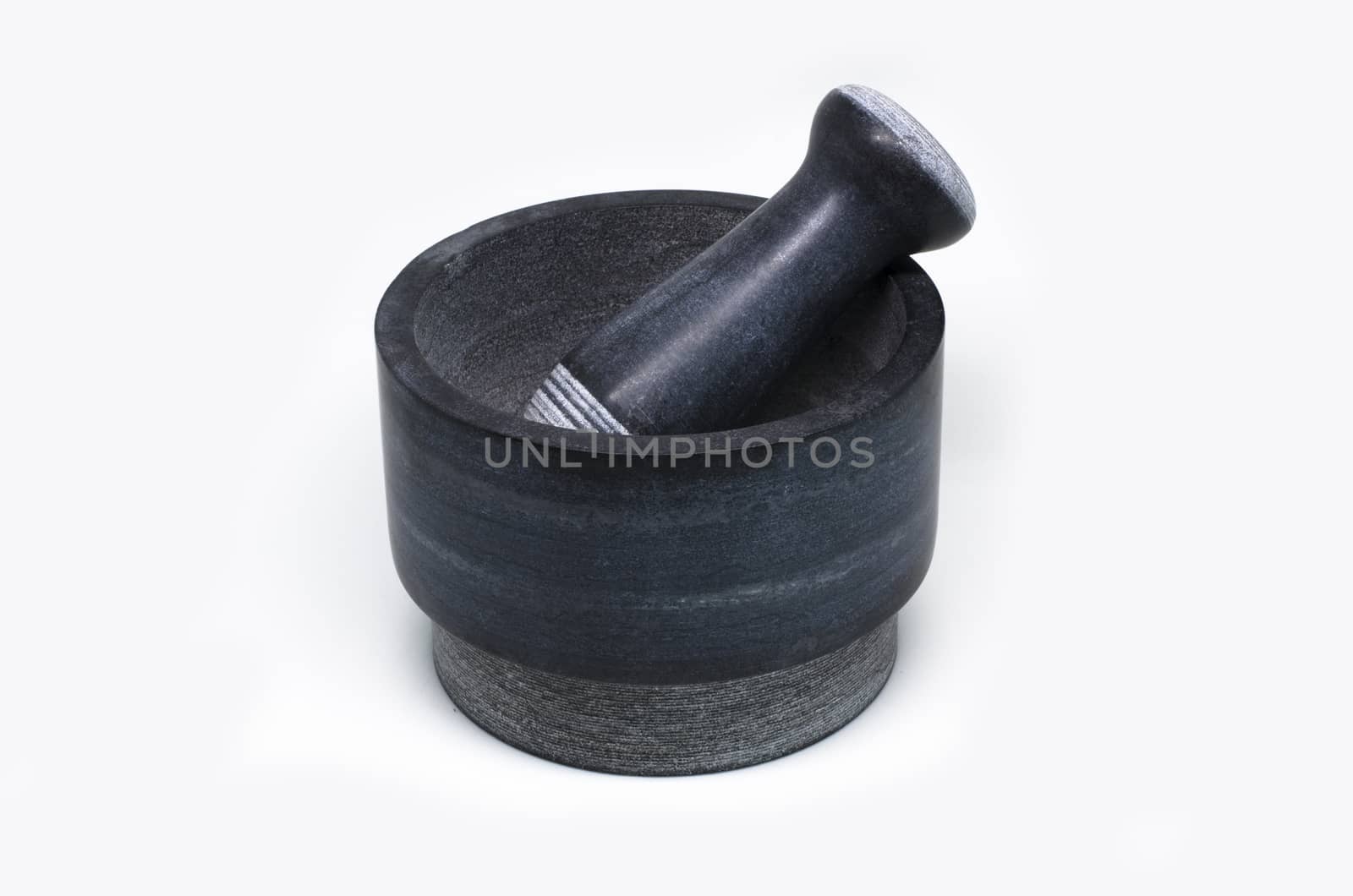 Stone Mortar with Pestle white background by phochi