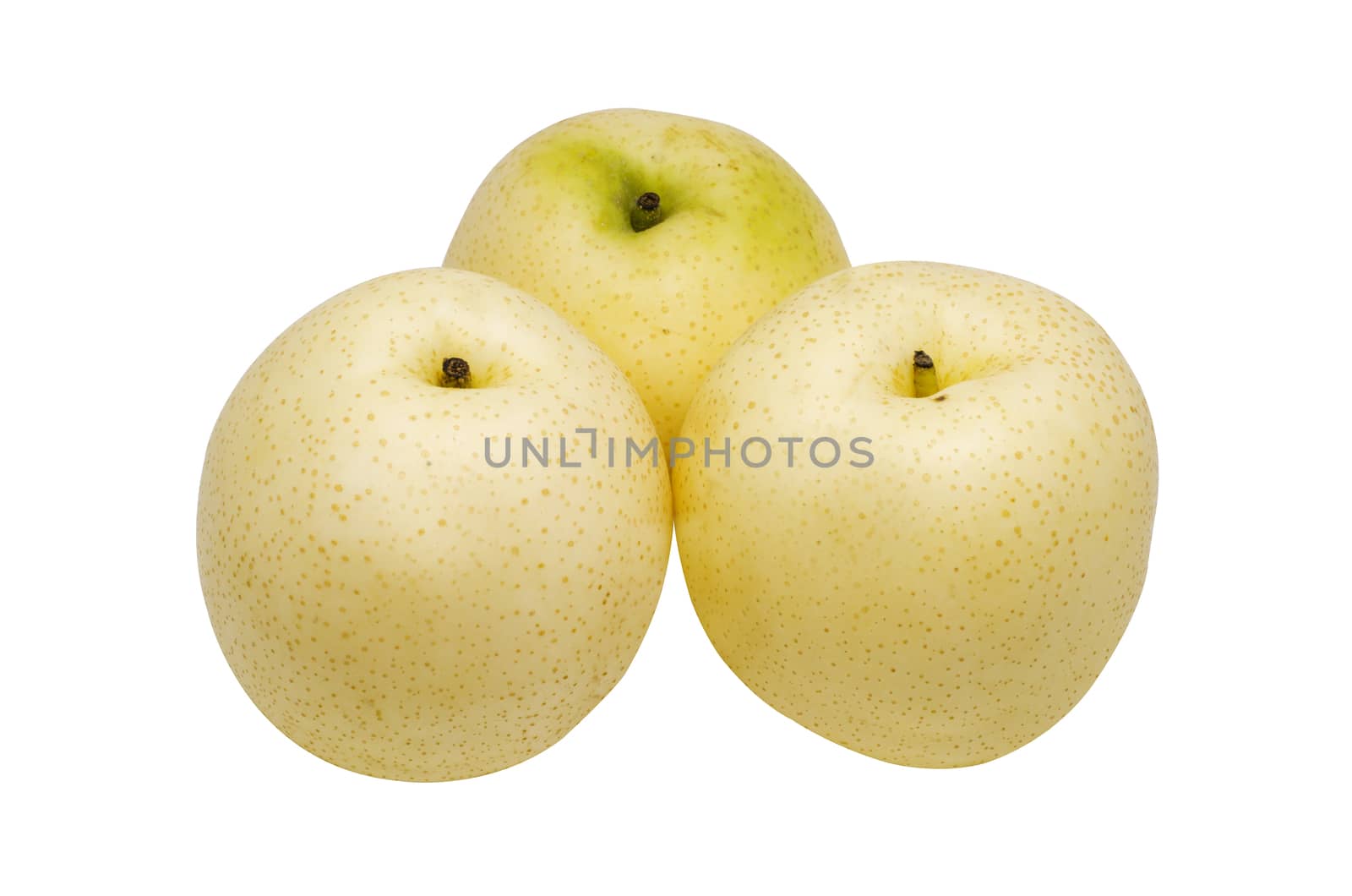 Asian pears in group isolated on the white background clipping path