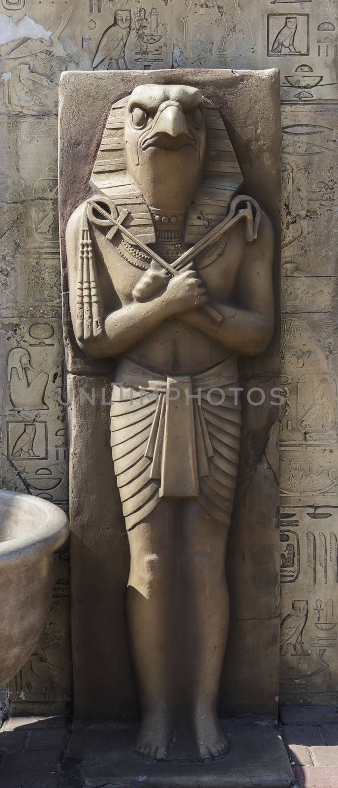 Egyptian sculpture of stone close-up