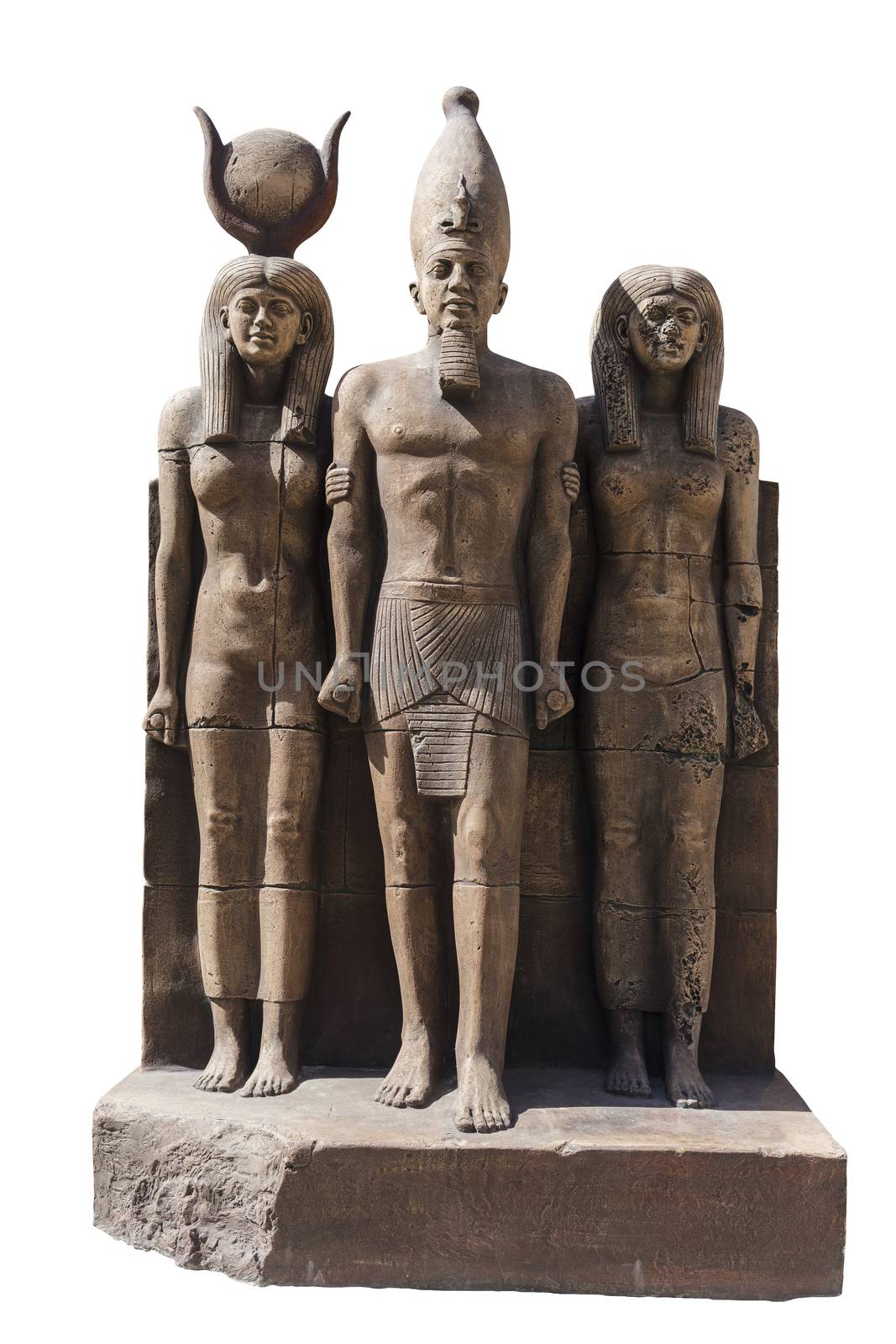 Egyptian sculpture of stone on white isolated background