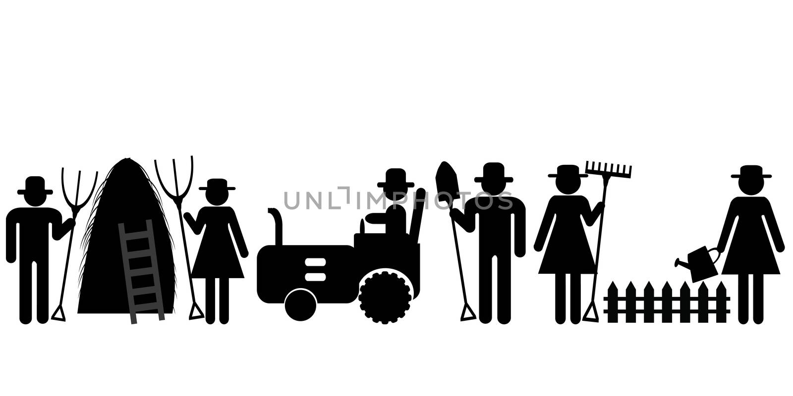 Set of farm farmer worker pictograms