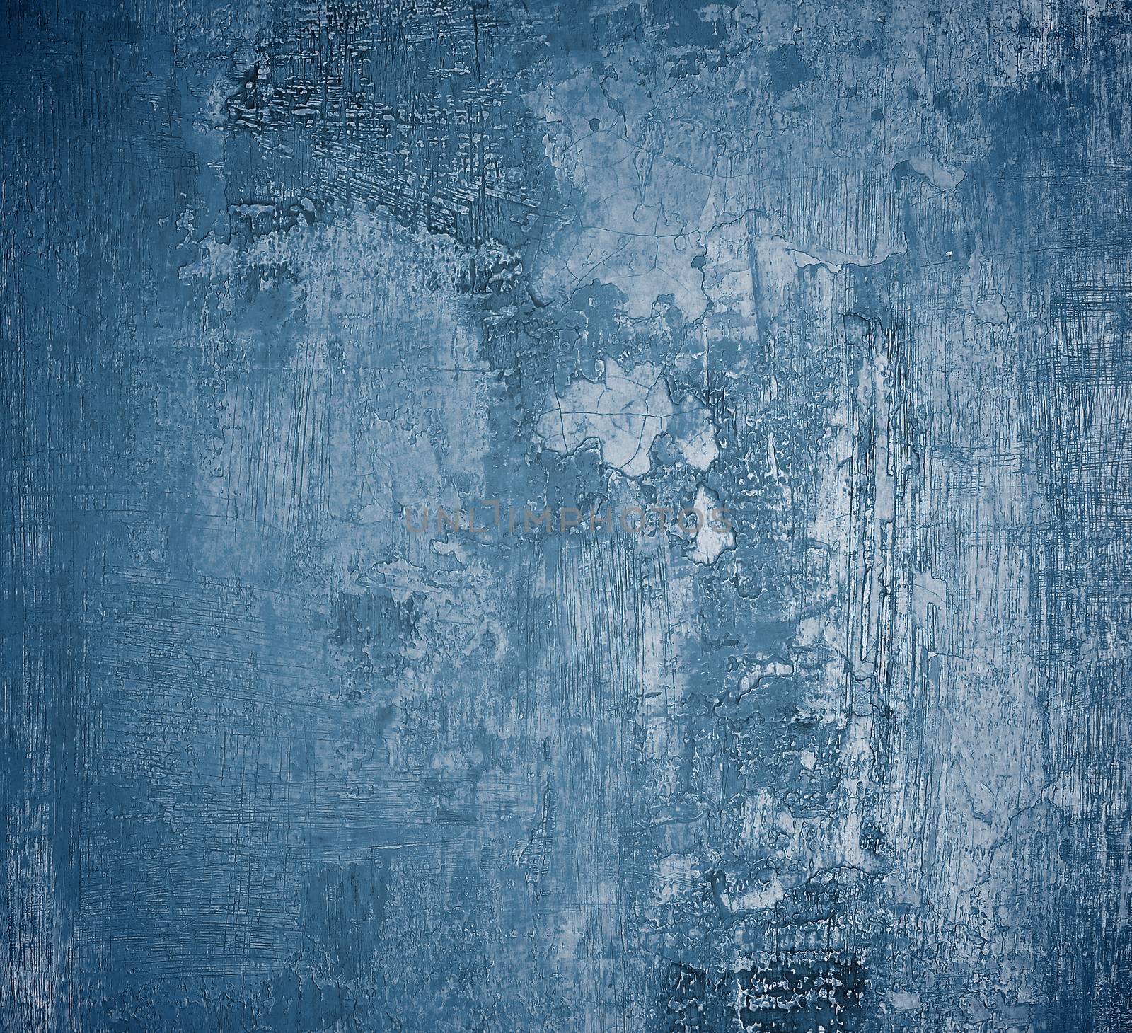 Blue and Light Grey Damaged Obsolete Cement Wall Background closeup