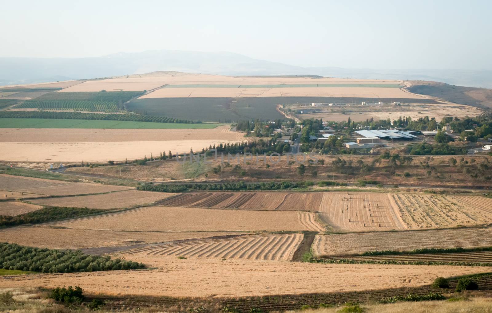 View of Galilee mountains, agriculture valley. North Israel.