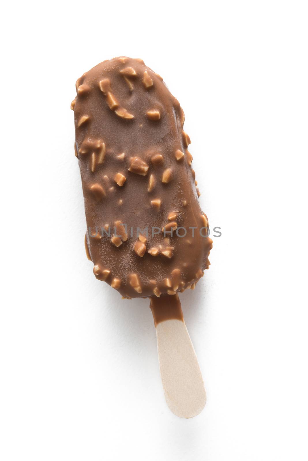 Ice cream covered with chocolate