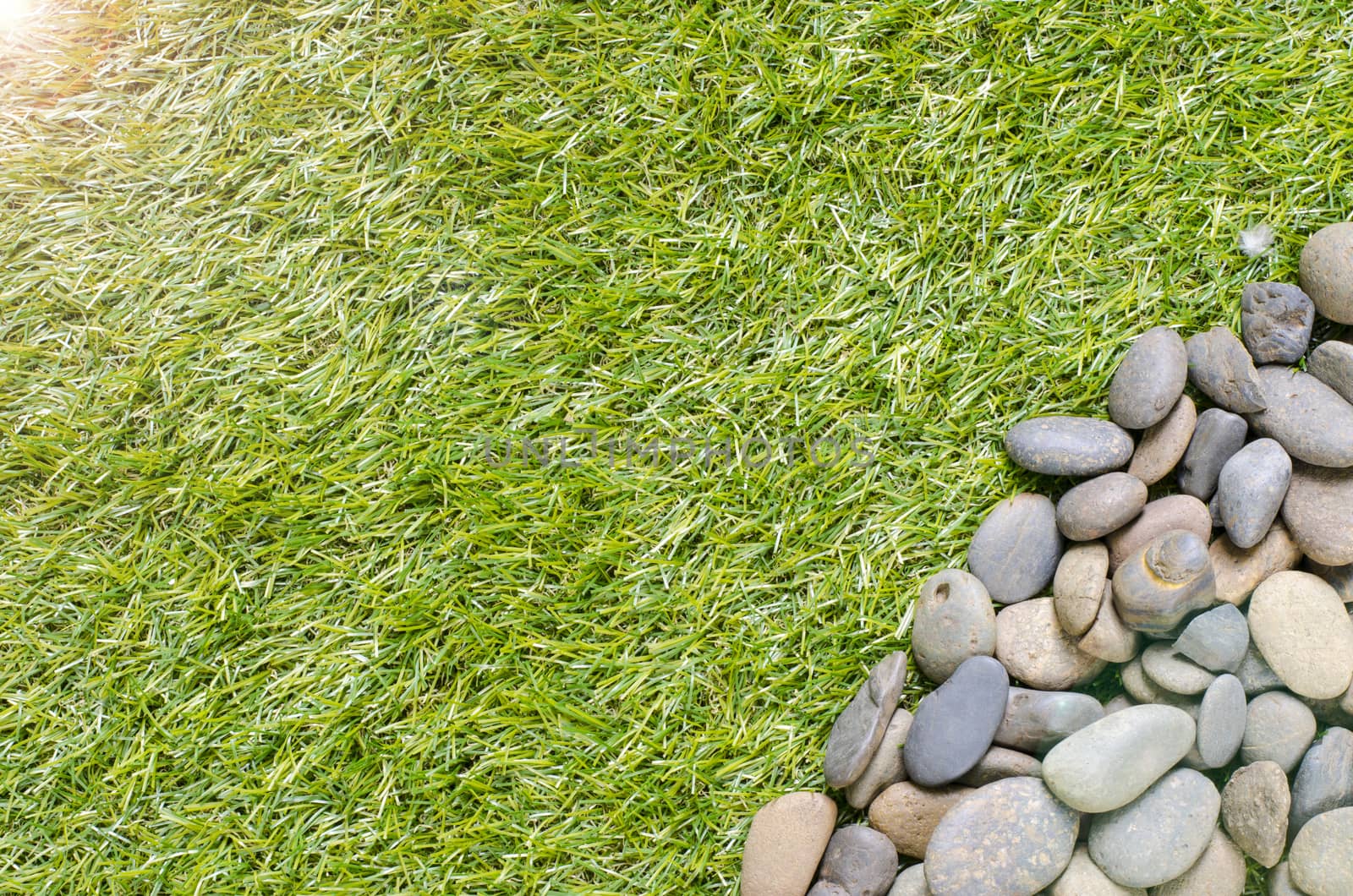 stone on grass background by phochi