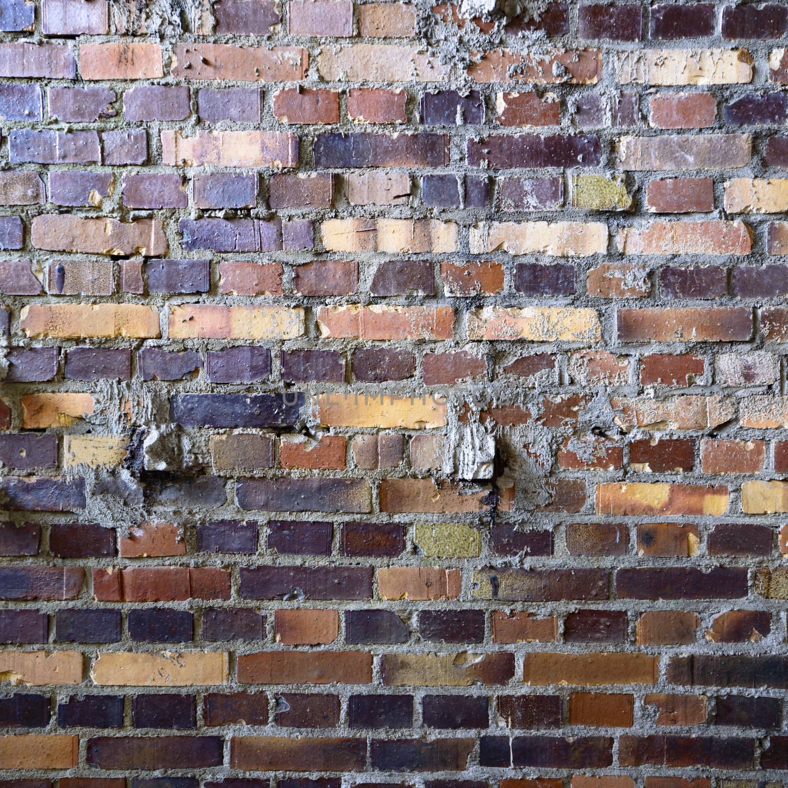 wide angle view of an old wall abandoned factory building