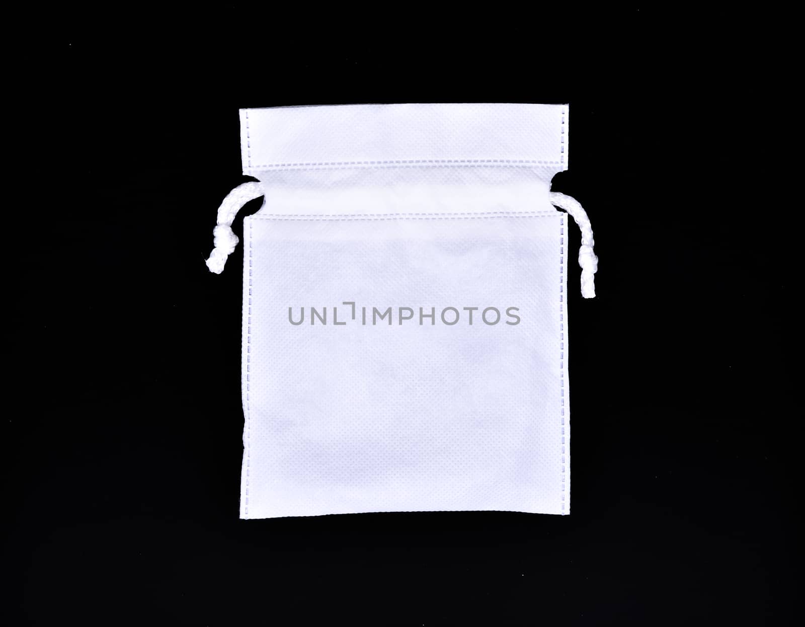 White Bags White Rope Fabric on Black Background