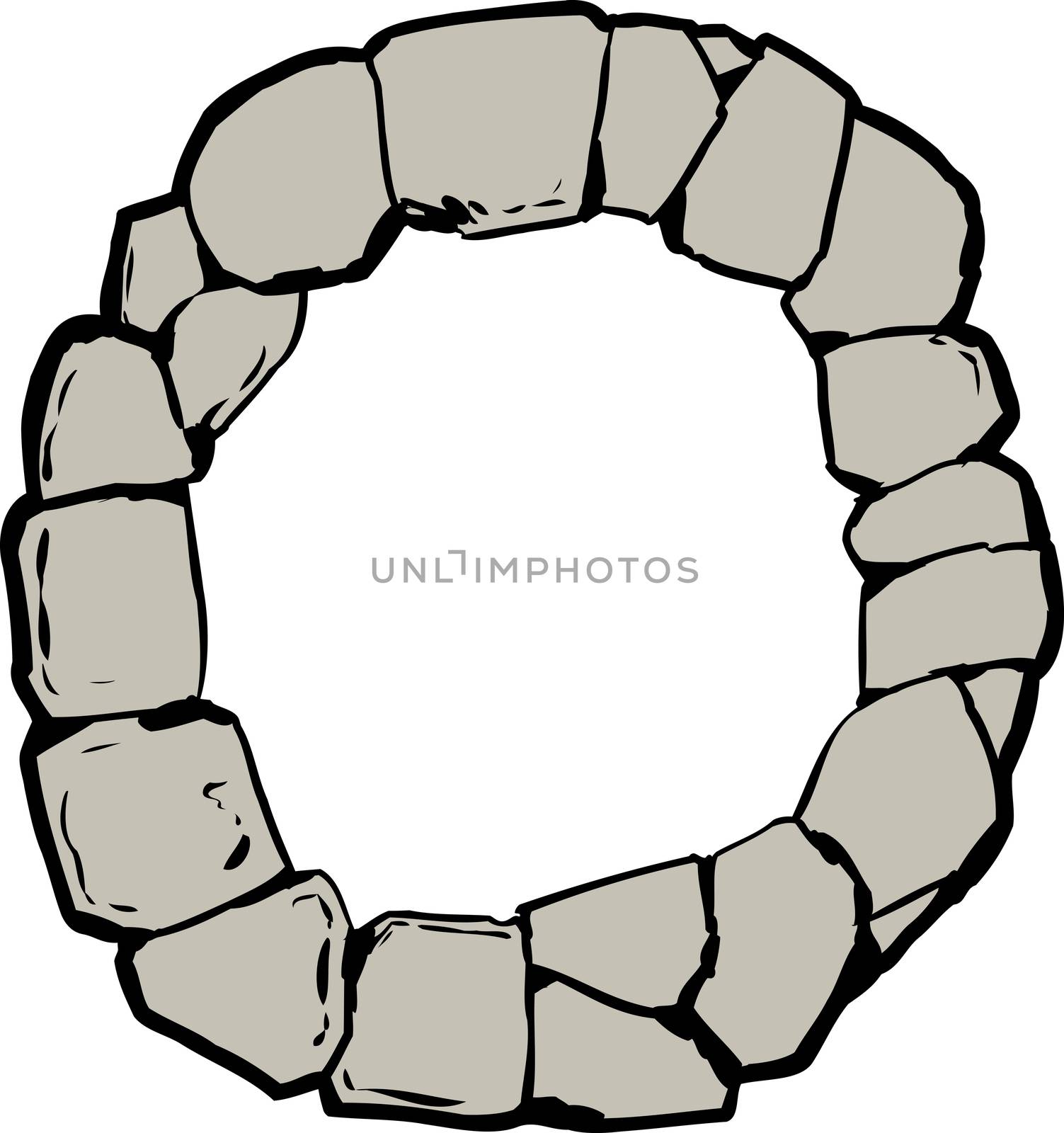 Top down view on old stone ring for well or Letter O