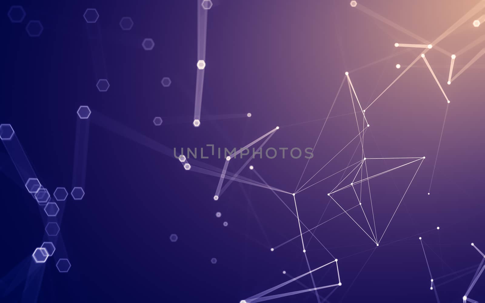 Abstract polygonal space low poly dark background with connecting dots and lines. Connection structure. 3d rendering