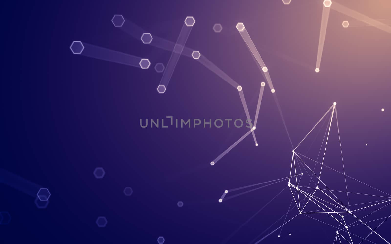 Abstract polygonal space low poly dark background with connecting dots and lines. Connection structure. 3d rendering