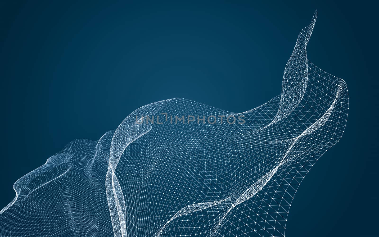 Abstract polygonal space low poly dark background with connecting dots and lines. Connection structure. 3d rendering