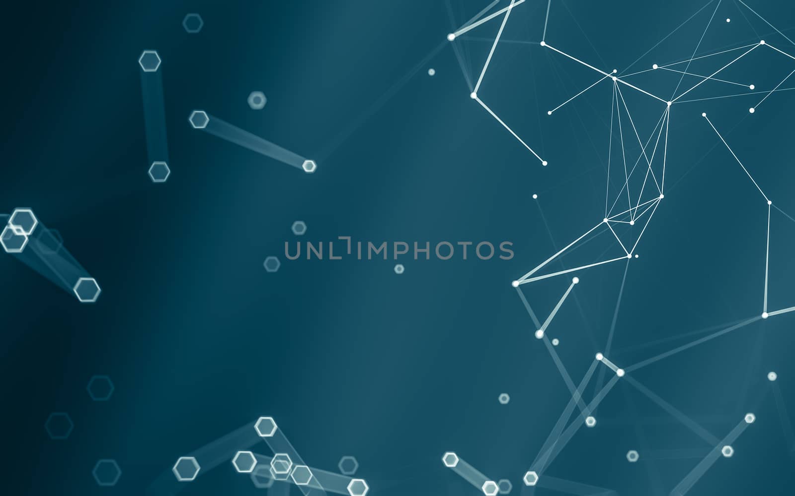 Abstract polygonal space low poly dark background with connecting dots and lines. Connection structure. 3d rendering