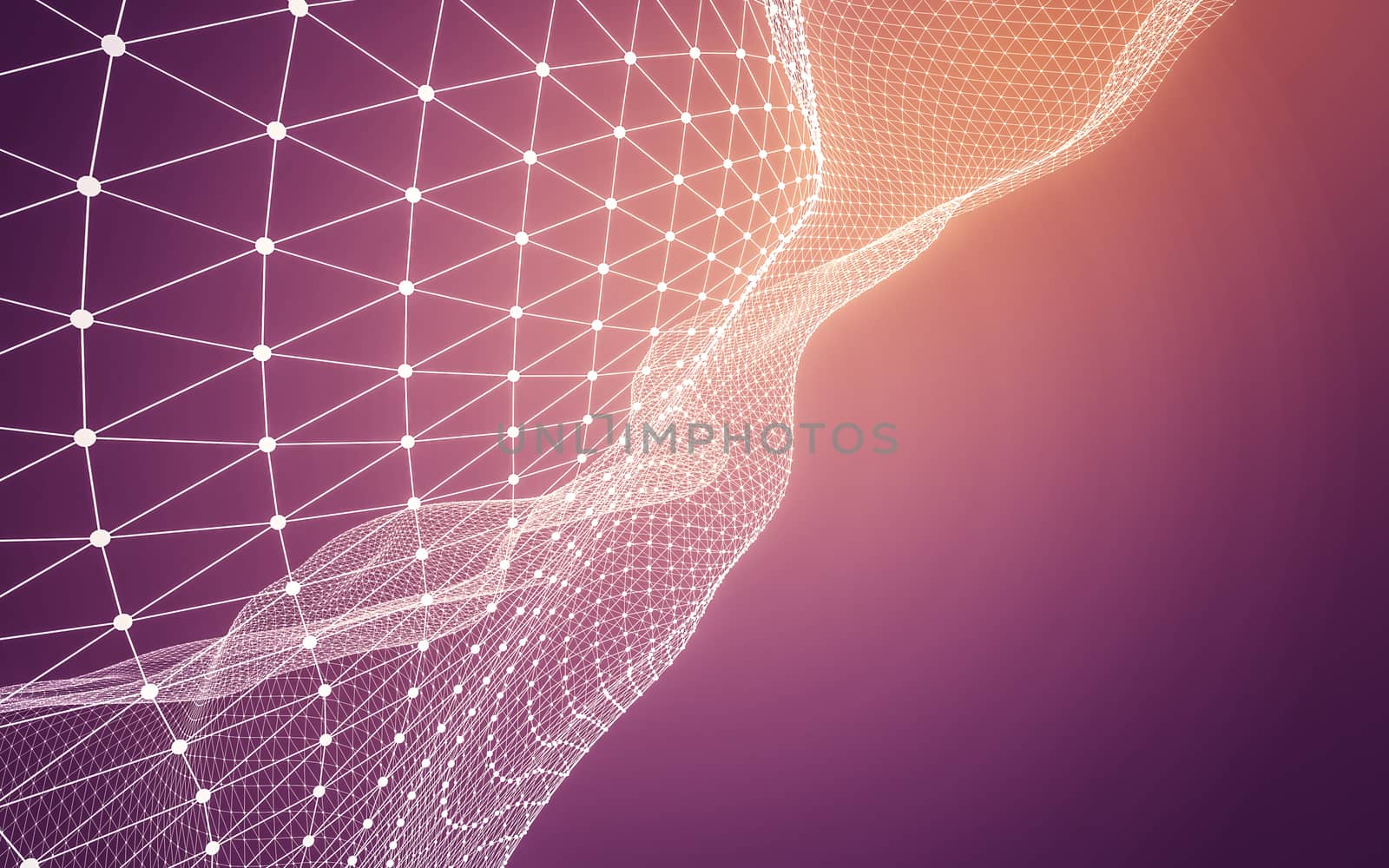 Abstract polygonal space low poly dark background with connecting dots and lines. Connection structure. 3d rendering