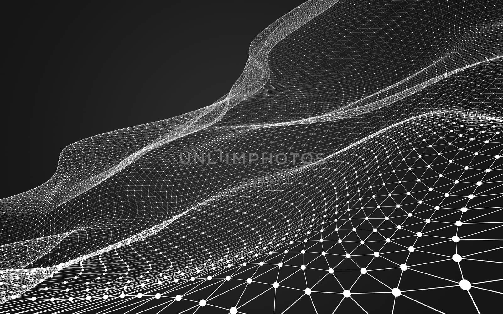 Abstract polygonal space low poly dark background, 3d rendering by teerawit