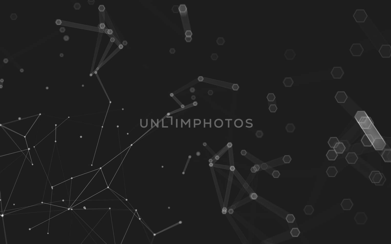 Abstract polygonal space low poly dark background with connecting dots and lines. Connection structure. 3d rendering