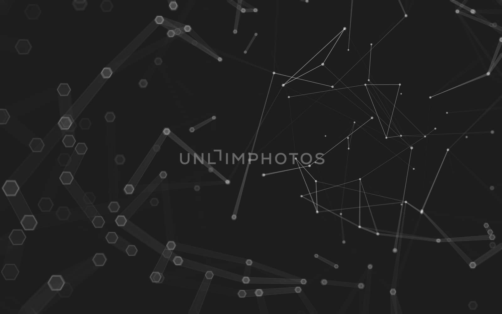 Abstract polygonal space low poly dark background with connecting dots and lines. Connection structure. 3d rendering