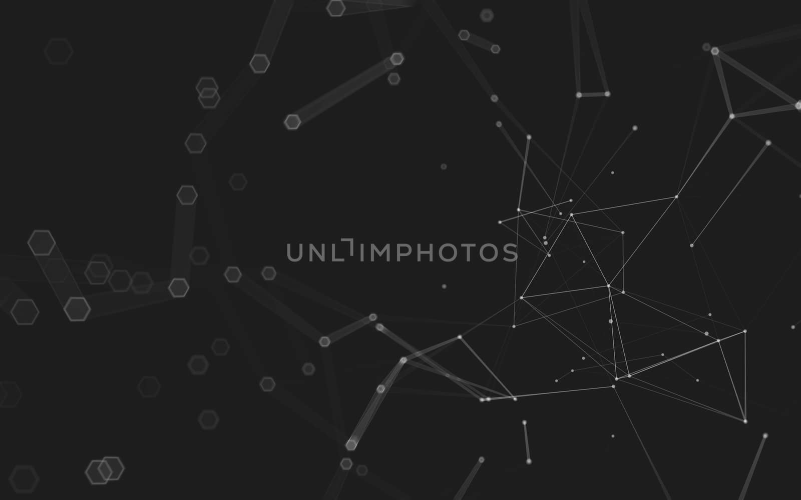 Abstract polygonal space low poly dark background with connecting dots and lines. Connection structure. 3d rendering