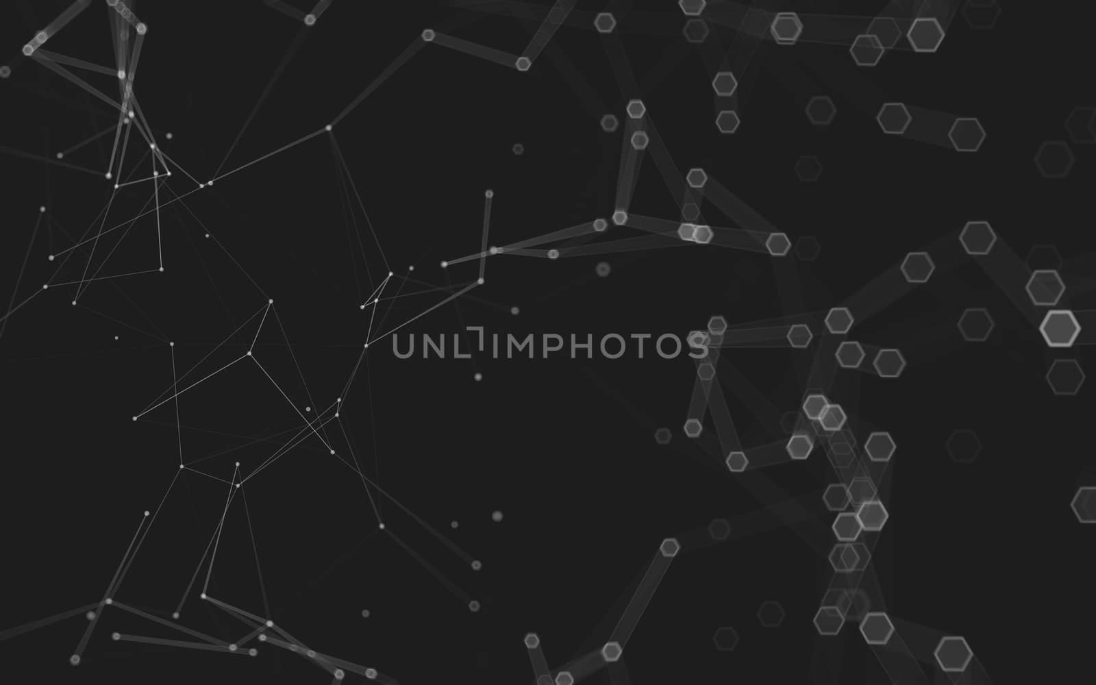 Abstract polygonal space low poly dark background with connecting dots and lines. Connection structure. 3d rendering