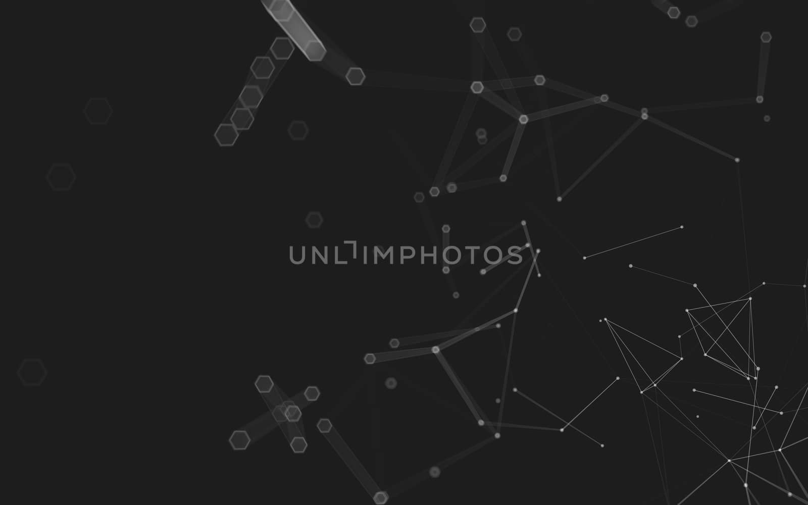 Abstract polygonal space low poly dark background with connecting dots and lines. Connection structure. 3d rendering