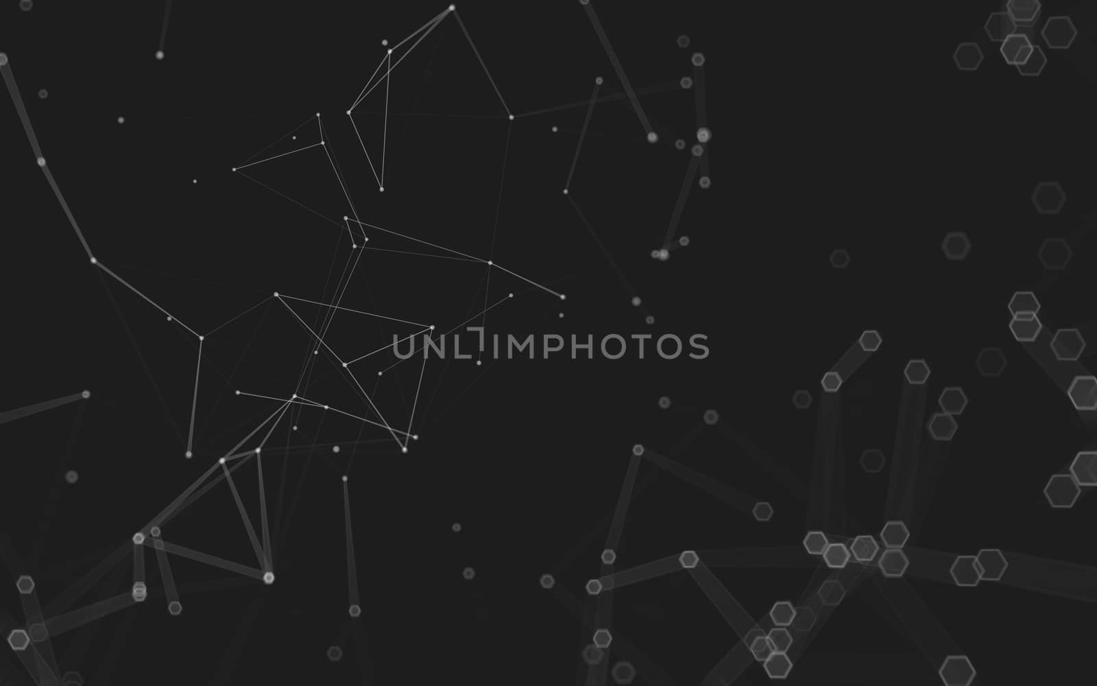 Abstract polygonal space low poly dark background with connecting dots and lines. Connection structure. 3d rendering