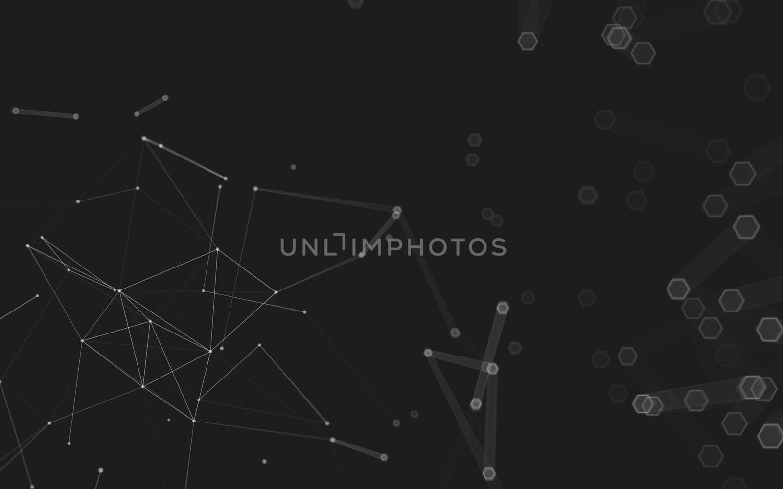 Abstract polygonal space low poly dark background with connecting dots and lines. Connection structure. 3d rendering