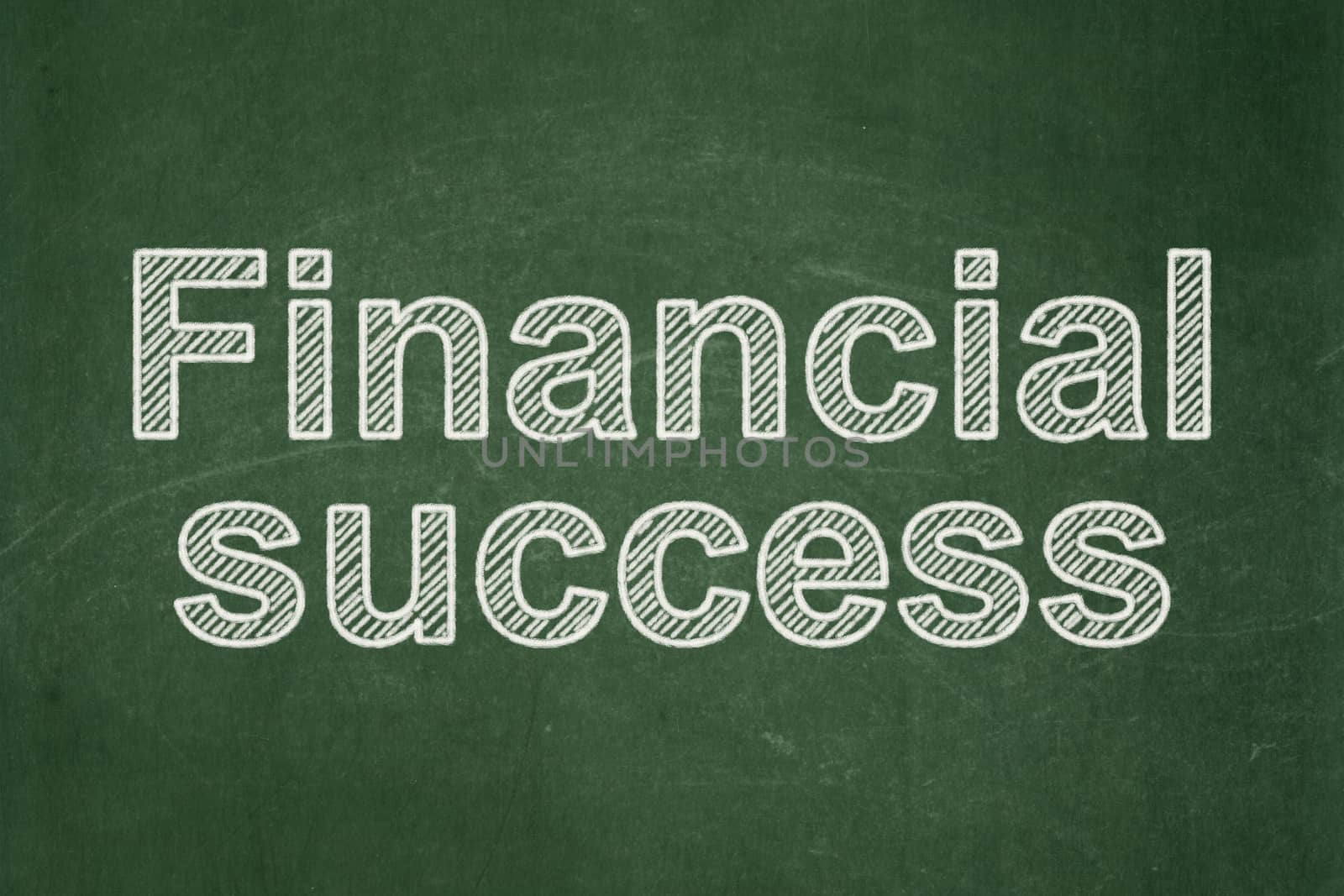 Money concept: text Financial Success on Green chalkboard background