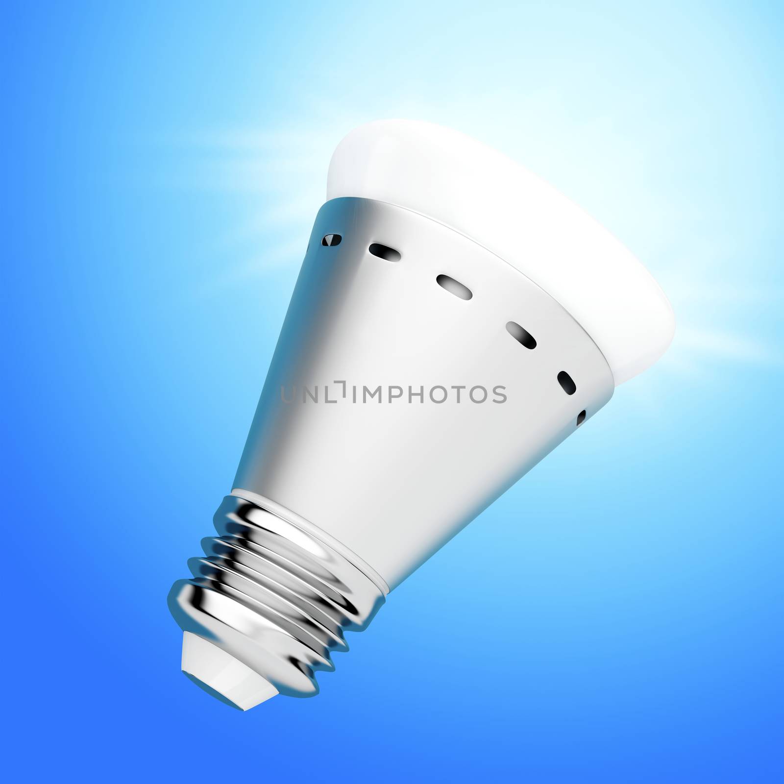 LED bulb on blue background by magraphics