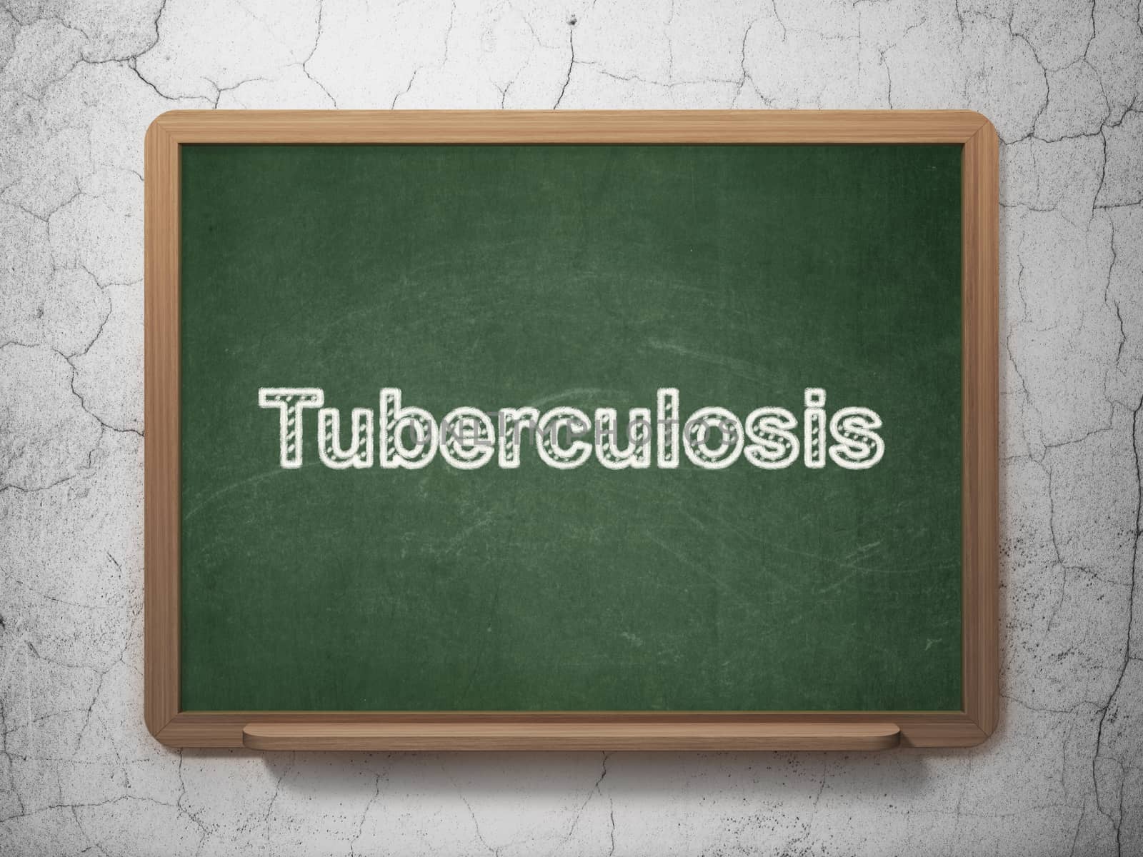 Healthcare concept: text Tuberculosis on Green chalkboard on grunge wall background, 3D rendering