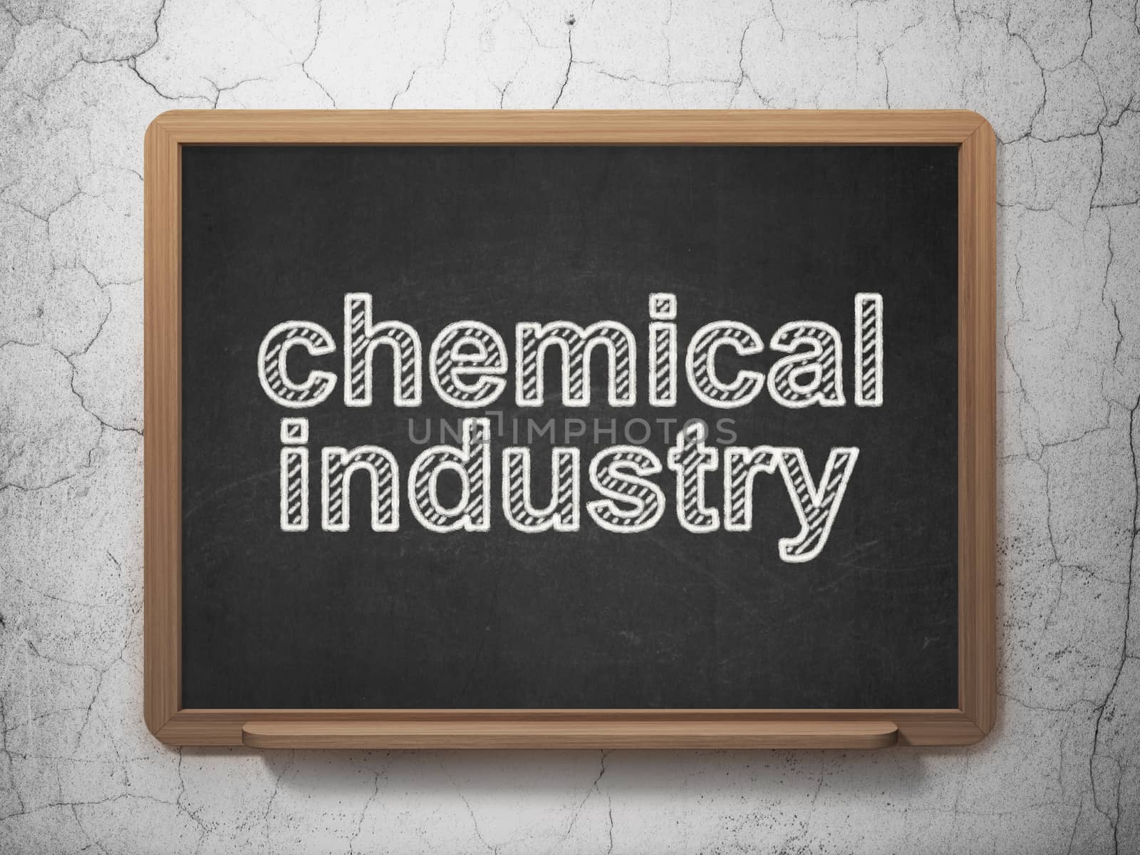 Manufacuring concept: text Chemical Industry on Black chalkboard on grunge wall background, 3D rendering