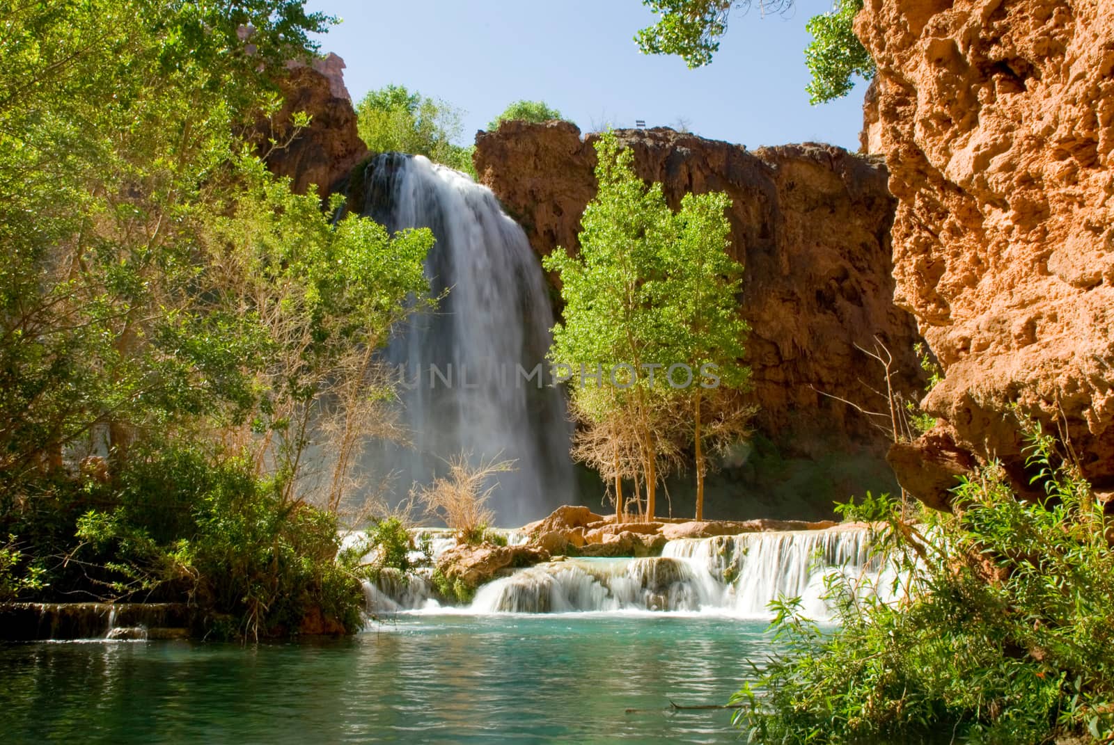 Havasu Falls - the famous waterfall on Havasu Creek located in the Grand Canyon in Arizona.