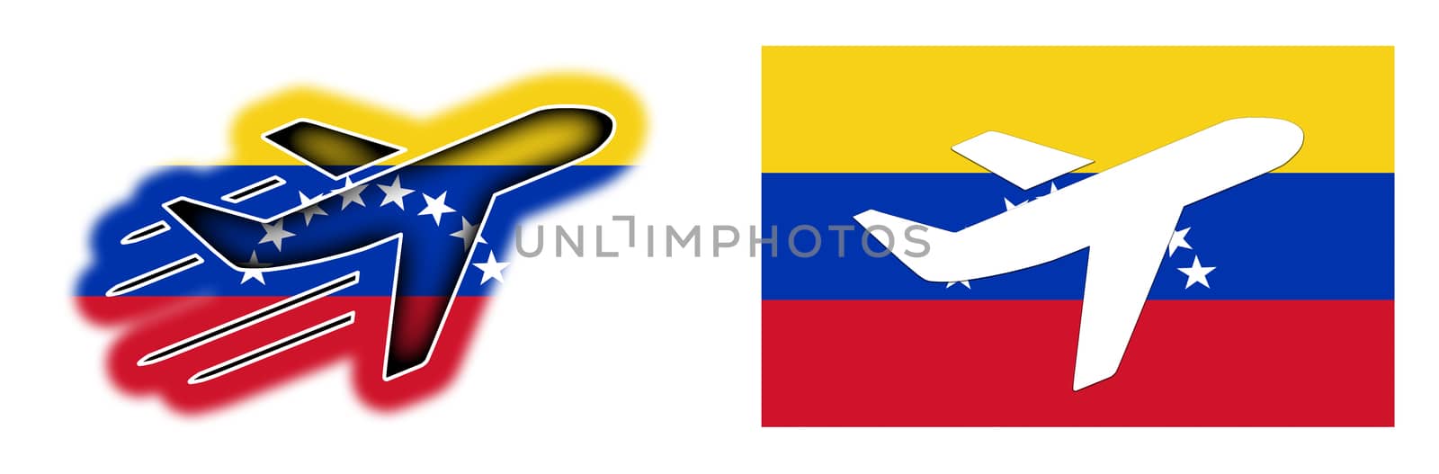 Nation flag - Airplane isolated on white - Colombia