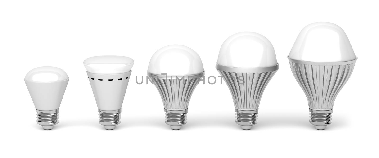 LED light bulbs on white  by magraphics