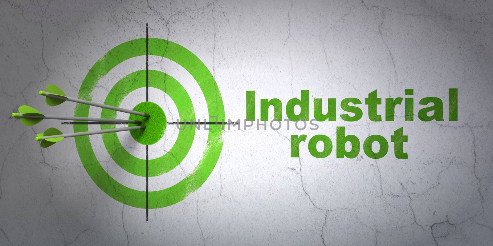 Industry concept: target and Industrial Robot on wall background by maxkabakov